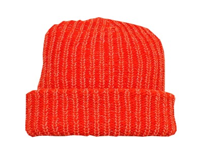 Orange Acrylic with Natural Wool hat